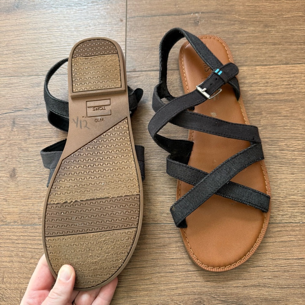 Toms Black and Grey Strappy Sandals - Picture 3 of 9